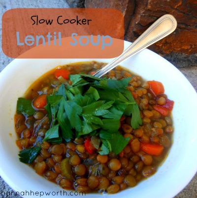 Slow Cooker Lentil Soup | https://www.hannahhepworth.com