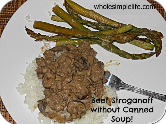 Beef Stroganoff Without Canned Soup | http://www.wholesimplelife.com #beefstroganoff #realfood #beefstroganoffwithnocannedsoup