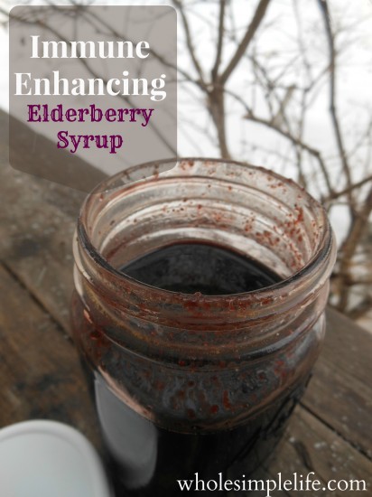 Immune Enhancing Elderberry Syrup | http://www.wholesimplelife.com #elderberrysyrup #coldbustingsyrup #naturalremedies
