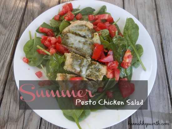 Summer Pesto Chicken Salad | https://www.hannahhepworth.com #pesto #salad #summerentree #lightmeal #glutenfree #grainfree