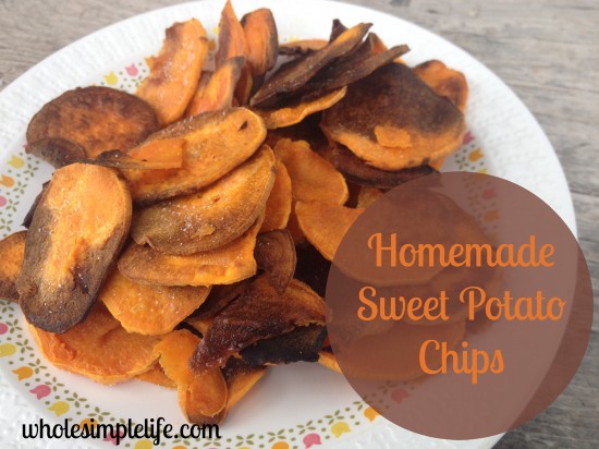 Homemade Sweet Potato Chips | http://www.wholesimplelife.com #realfood #wholefoods #homemadechips #wholesimplelife